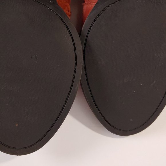 Lucky Brand red Orange Retro 70s Western Embroidered Leather Bootie - Picture 7 of 9